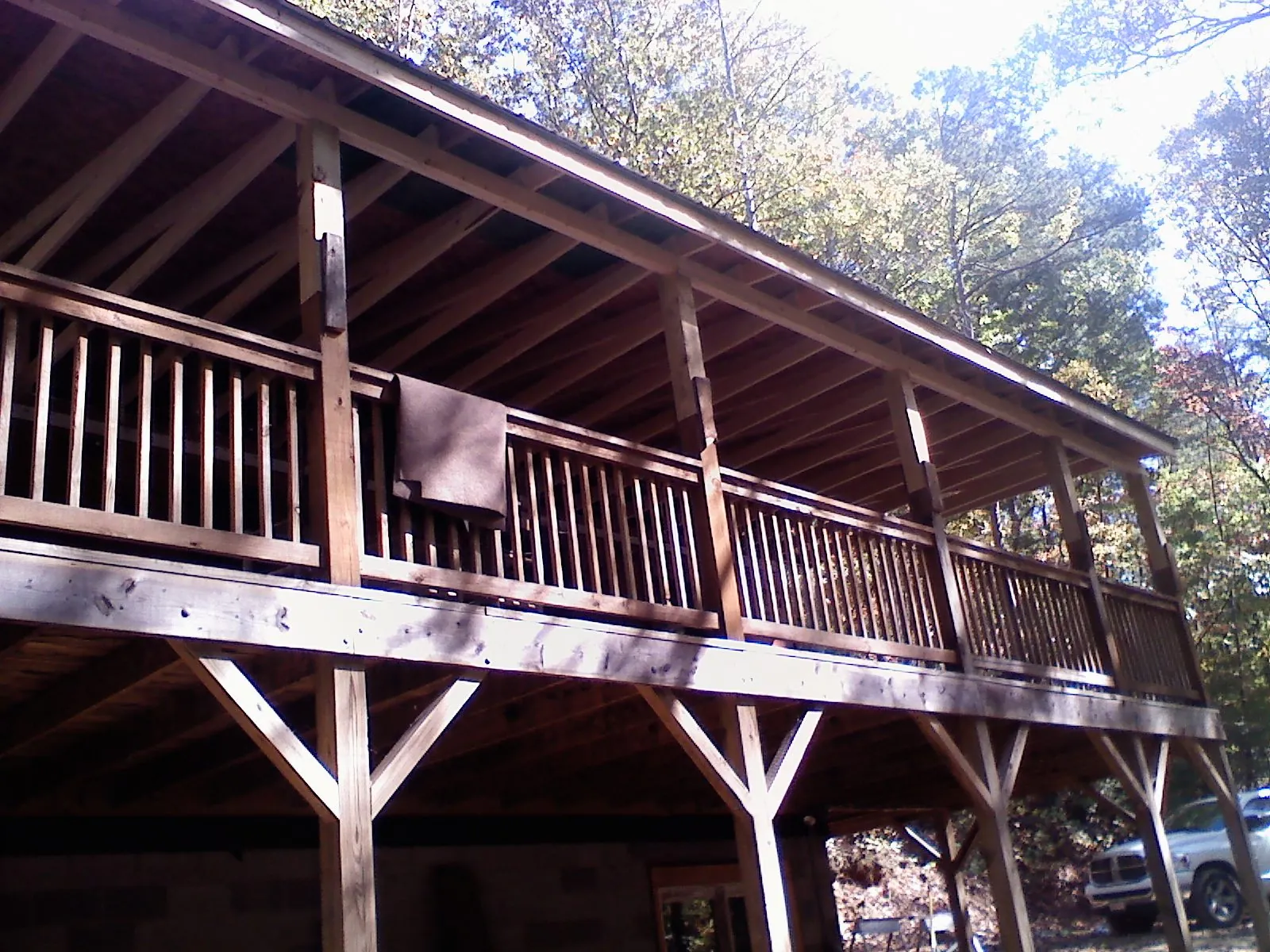 Timber framing under a new elevated porch and deck — Roof Leak Repair in Pollock by Roofing Brothers